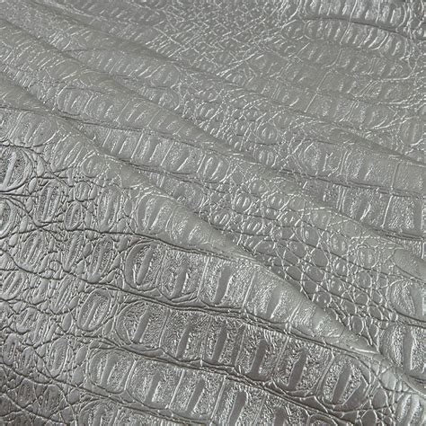 Faux Leather Metallic Gator Silver, Fabric by the Yard